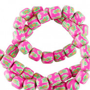 Polymer tube Perlen 6mm - Pink-green